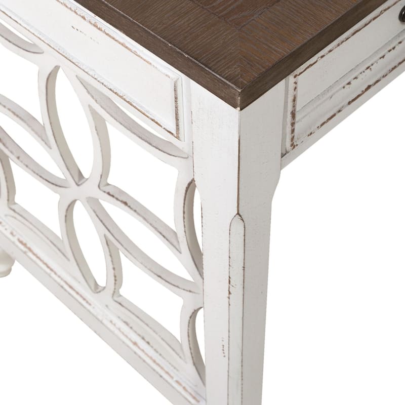 Magnolia Manor Antique White Weathered Bark L Writing Desk