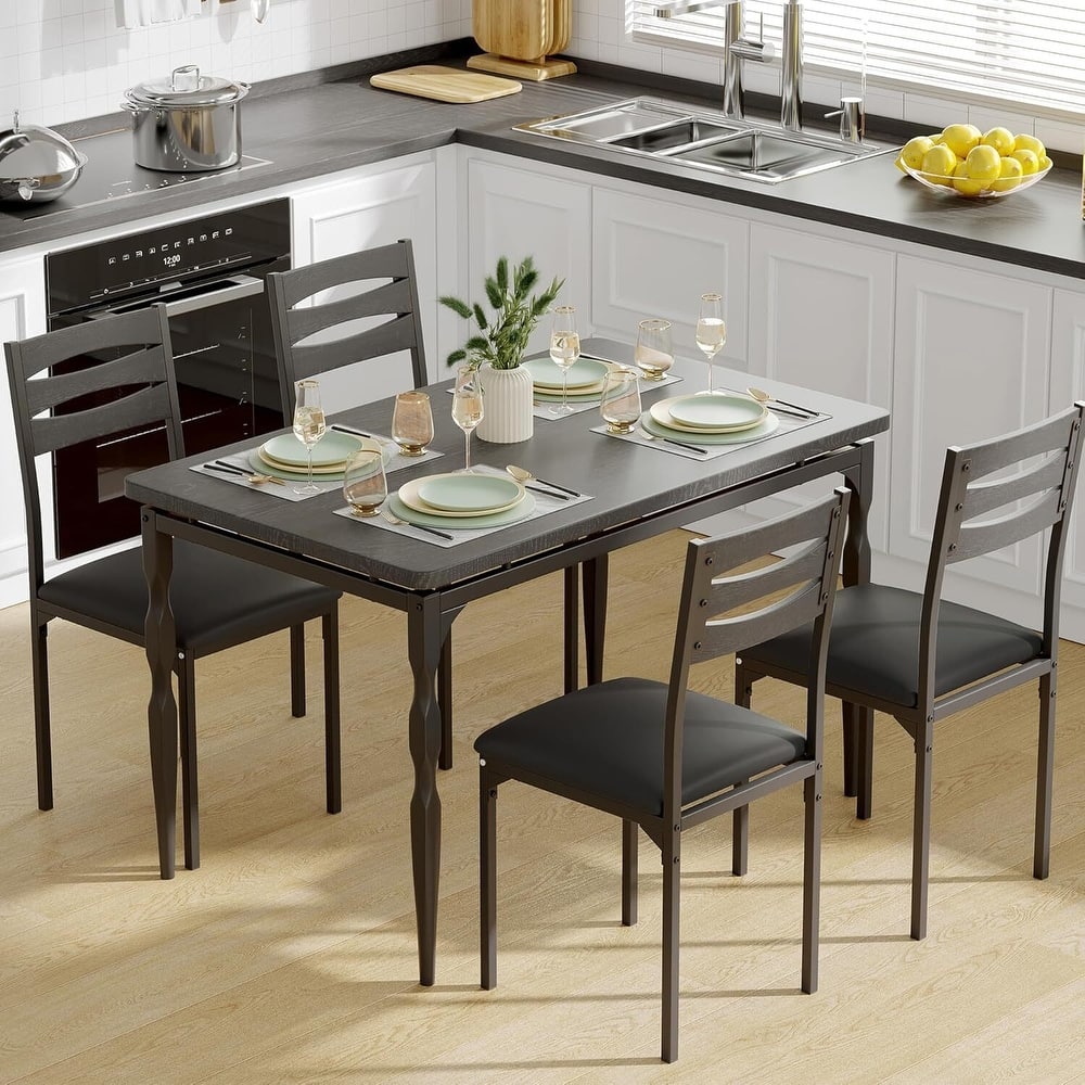 Dining Table Set for 4 with Spiral Table Legs for Small Spaces Kitchen Apartment