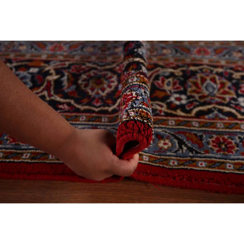 Floral Red Kashan Turkish Rug Machine Made Living Room Carpet - 9'7" x 12'5"