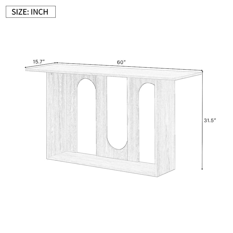 Mogen Curved Design Veneer Console Table with Shelf