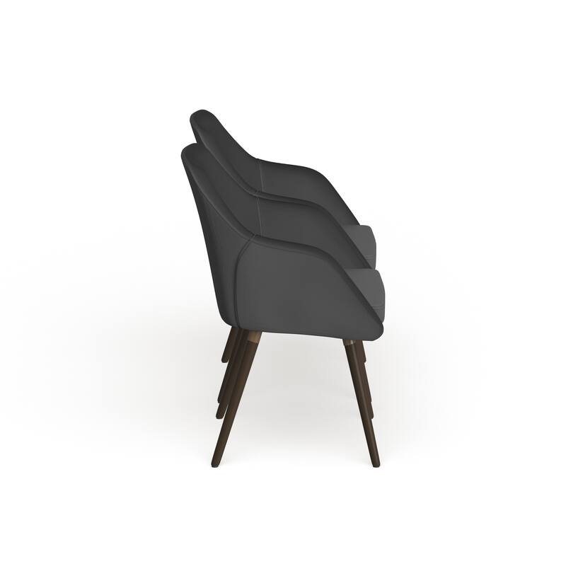 Carson Carrington Akrehamn 2-piece Grey Faux Leather Arm Chair Set with Beech Legs