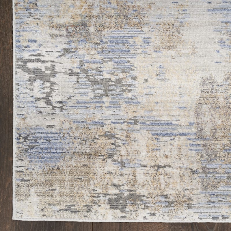 Fuba Power Loomed Abstract Modern Stain Resistant Low Pile with Fringe Area Rug By HomeRoots - 96' X '26' X '0.25