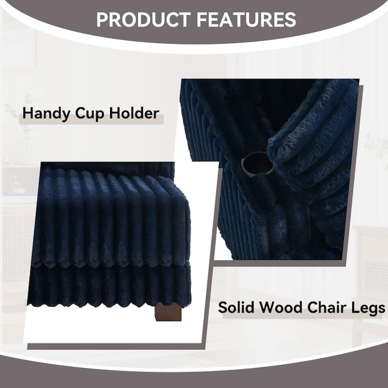 41.7" W Upholstered Plush Corduroy Chaise Lounge withe Pillows