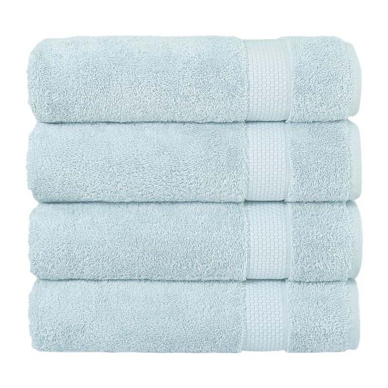 Authentic Hotel and Spa 100 percent Aeagean Long Staple Turkish Cotton STARLIGHT Terry Bath Towels (Set of 4) - Ice Blue