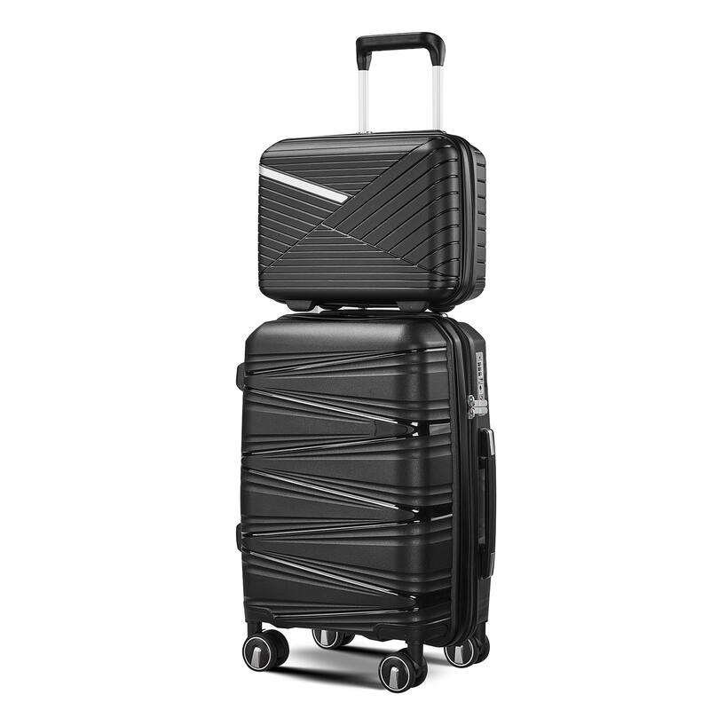 Black Luggage 4 Piece Sets, Hardside Shell Lightweight Carry on