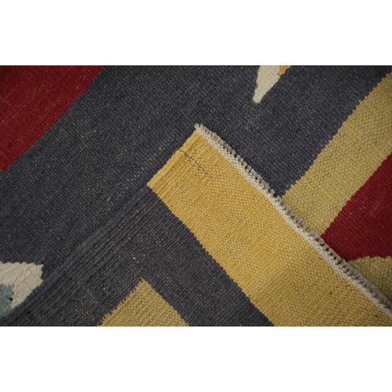 Hand Woven Oriental 100% Wool Carpet Southwestern Tribal Multi-Colored Kilim Area Rug - 14' 2'' X 9' 9''
