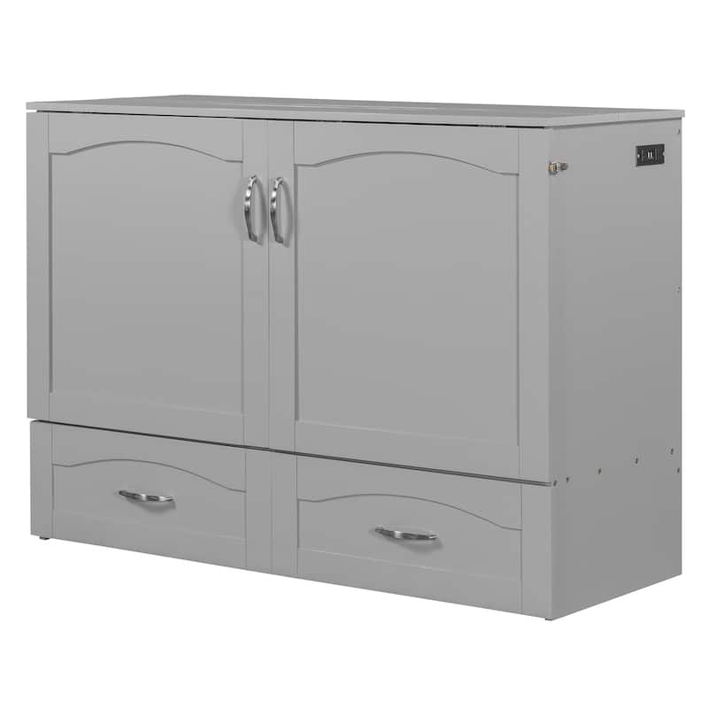Roomfitters Full Size Storage Murphy Bed with Built-in Drawers and Foldable Design