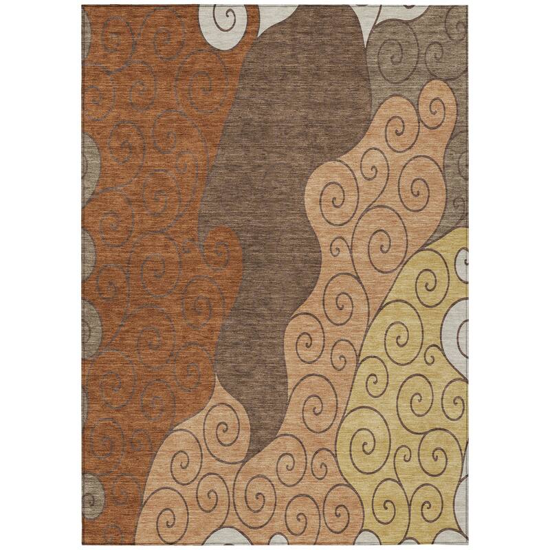 Machine Washable Indoor/ Outdoor Swirly Chantille Rug