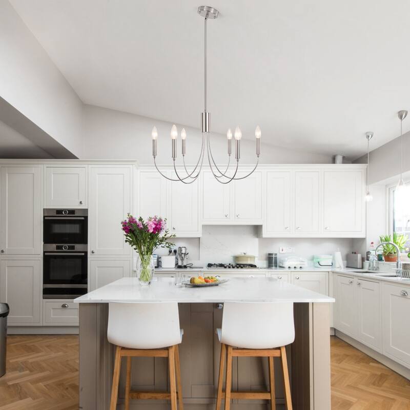 6-Light Modern Candlestick Hanging Linear Chandelier Lighting Island Chandelier for Kitchen Island