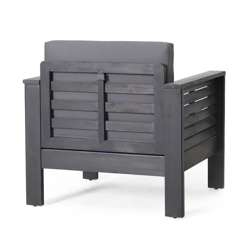 Roomfitters Outdoor Acacia Wood Loveseat and Coffee Table Set, Cream Cushions, Teak Finish, Ideal for Patio, Garden, or Porch