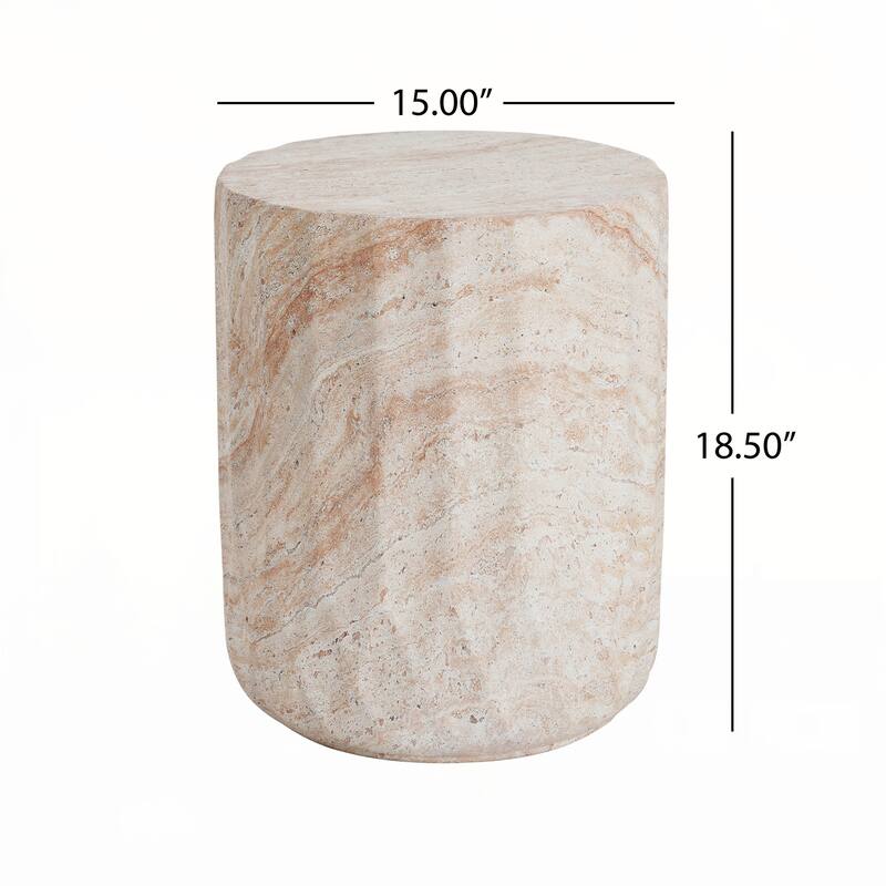 Outdoor/Indoor Lightweight Concrete Side Table,Cylinder Accent Table