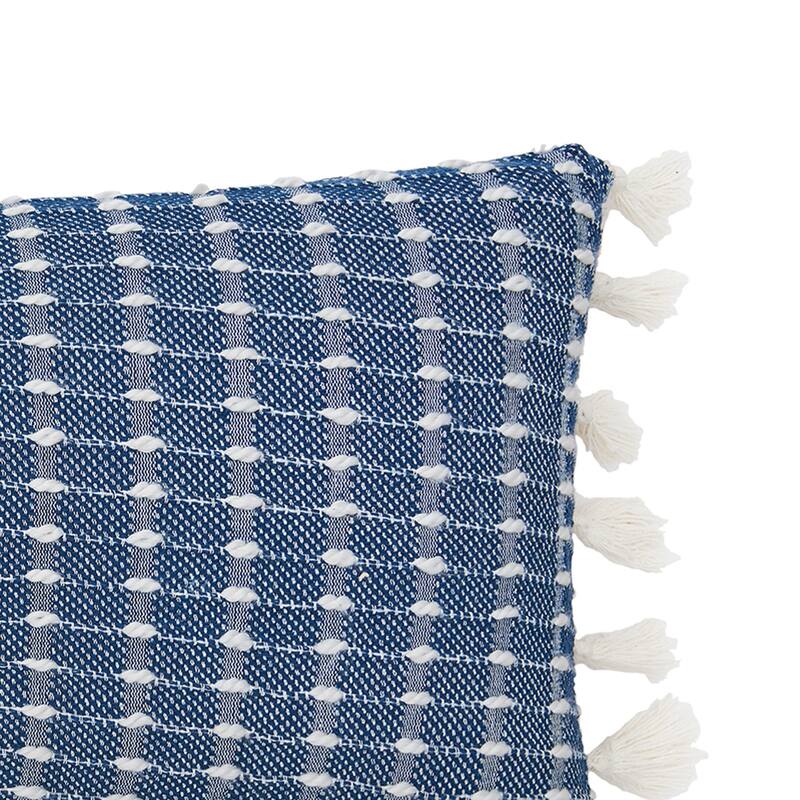 Riley Hand-Loomed Texture and Fringe Cotton Decorative Throw Pillow