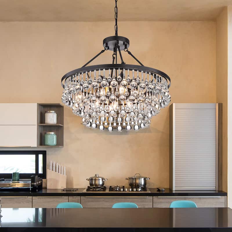 Arosa Black 9-Light Chandelier, for Living/Dining Room, Bedroom
