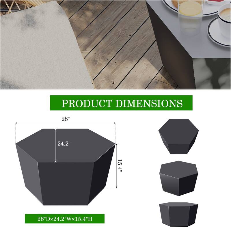Patio Watcher 28 Inches Hexagonal Concrete Side Table for Indoor and Outdoor Use - 28" x 28"