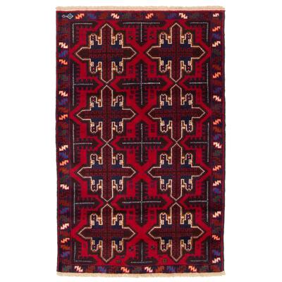ECARPETGALLERY Hand-knotted Teimani Dark Red Wool Rug - 2'10 x 4'7