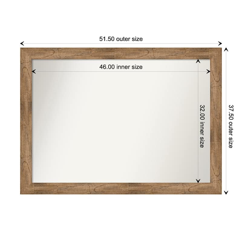 Owl Brown Framed Non-Beveled Custom Wall Mirror, Bathroom Vanity Mirror - Outer Size: 51.5 x 37.5