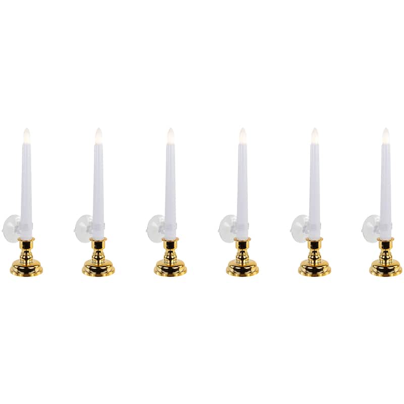 Single Light Window Candles with Remote and Timer - 10" - White - Set of 6