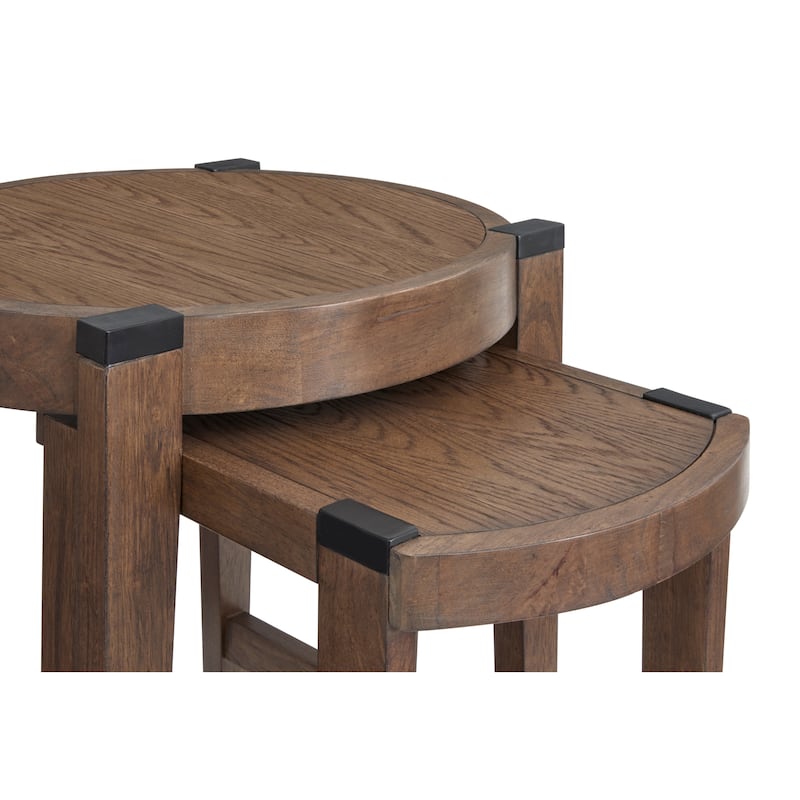 Magnussen Home Kaysen Wallaby and Matte Black Nesting End Table - 22''W x 22''D x 26''H