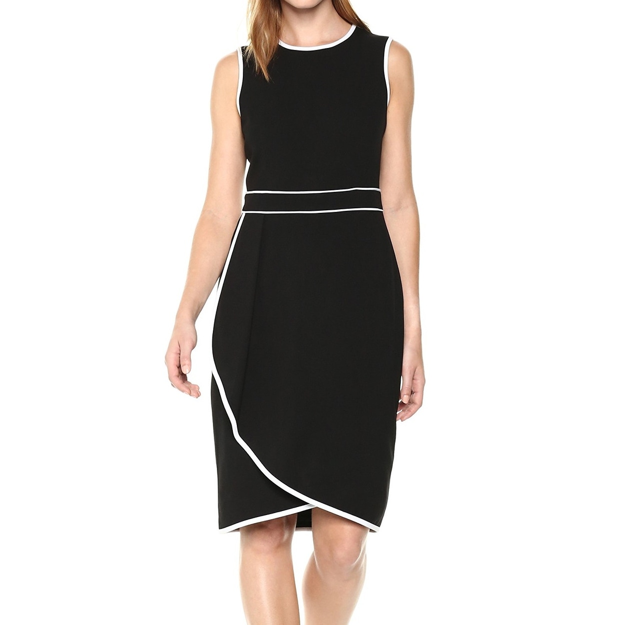 calvin klein black dress with white piping