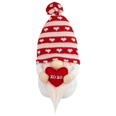 10" Pink and Red XOXO Valentine's Day Gnome Figurine