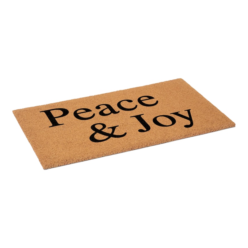 HomeRoots 17" X 29" Brown And Black Christmas Outdoor Coir Door Mat - 17.00' X '29.00