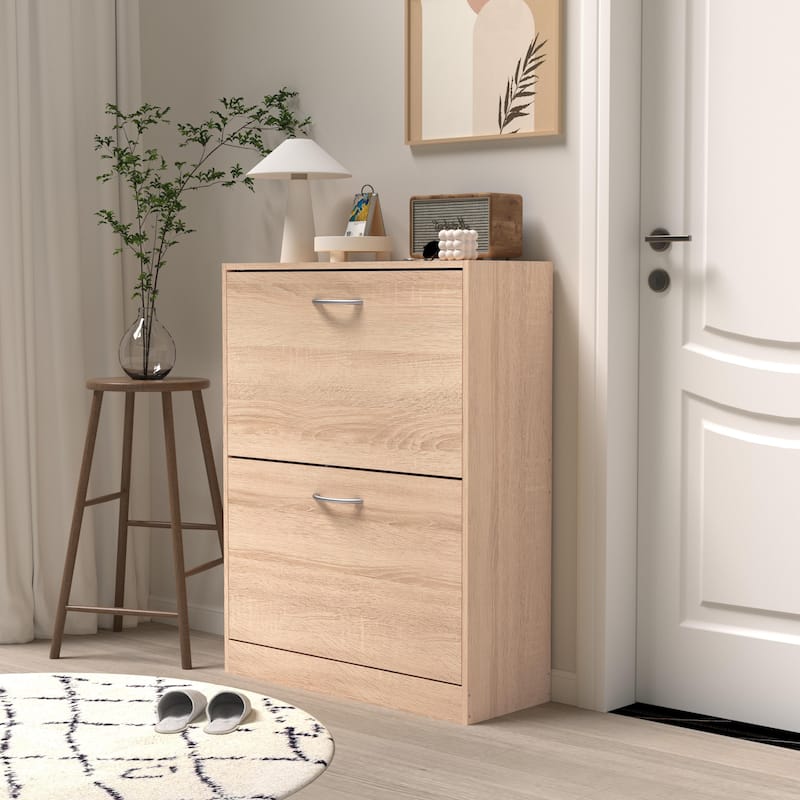 Wooden Shoe Storage Cabinet with 3 Flip Doors, Spacious Storage, and Durable Construction for Entryway or Mudroom Organizer