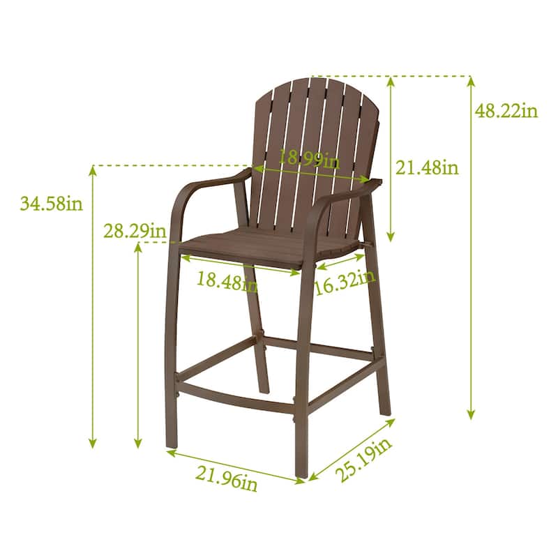 Pellebant 2PCS Patio Bar Stools - 25.19"Dx21.96"Wx48.22"H