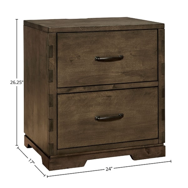 Dovetail 2-Drawer Contemporary Wood Nightstand, Graphite Gray
