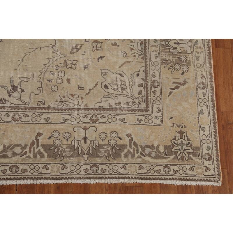 Distressed Tabriz Persian Vintage Area Rug Handmade Wool Carpet - 7'10"x 11'2"