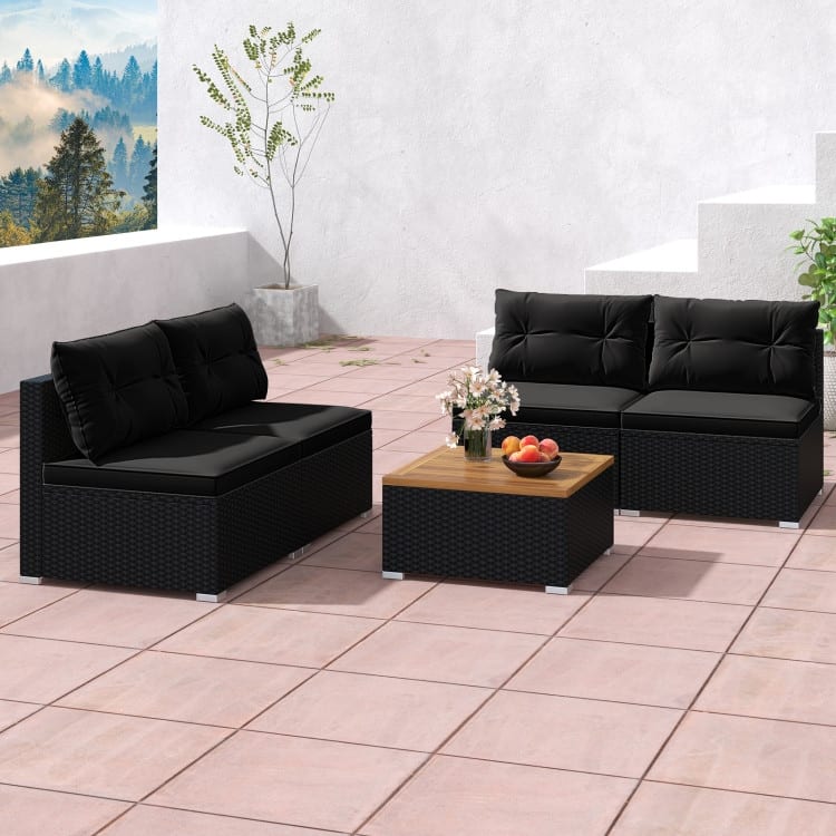 5-Piece Modern Outdoor Furniture Set for Backyard and Poolside - 27" x 25" x 25.5" (L x W x H)