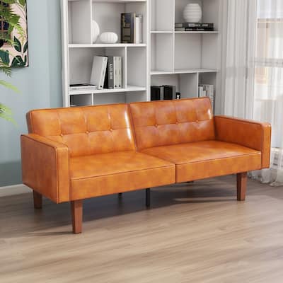68 in. Twin Size Convertible Sofa Bed Couch w/ Tufted Adjustable Backrest, 5 Colors Optional - 22.44"D x 68.11"W x 28.74"H
