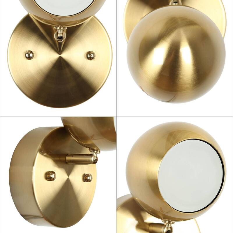Modern 1-Light Gold Brass Wall Sconce Metal Bathroom Vanity Lights with Dome Shade - 4.7" L x 7" W x 8" H