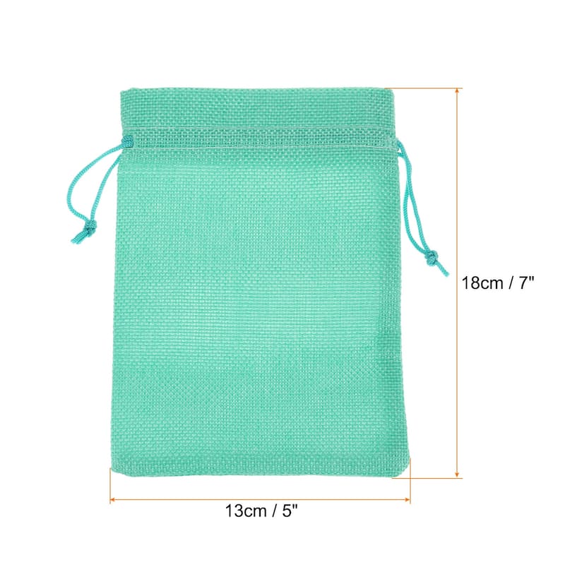 25Pcs Drawstring Burlap Gift Bags 5" x 7" Linen Sack Jewelry Pouches - 5" x 7" - Peacock Blue