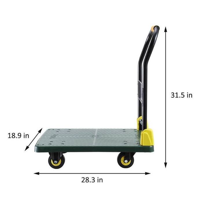 Green 440 lb Capacity Foldable Push Hand Cart