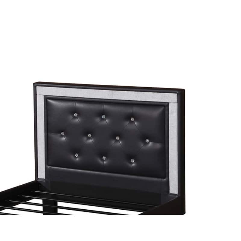 Polyurethane Twin Size Bed In High Headboard In Black