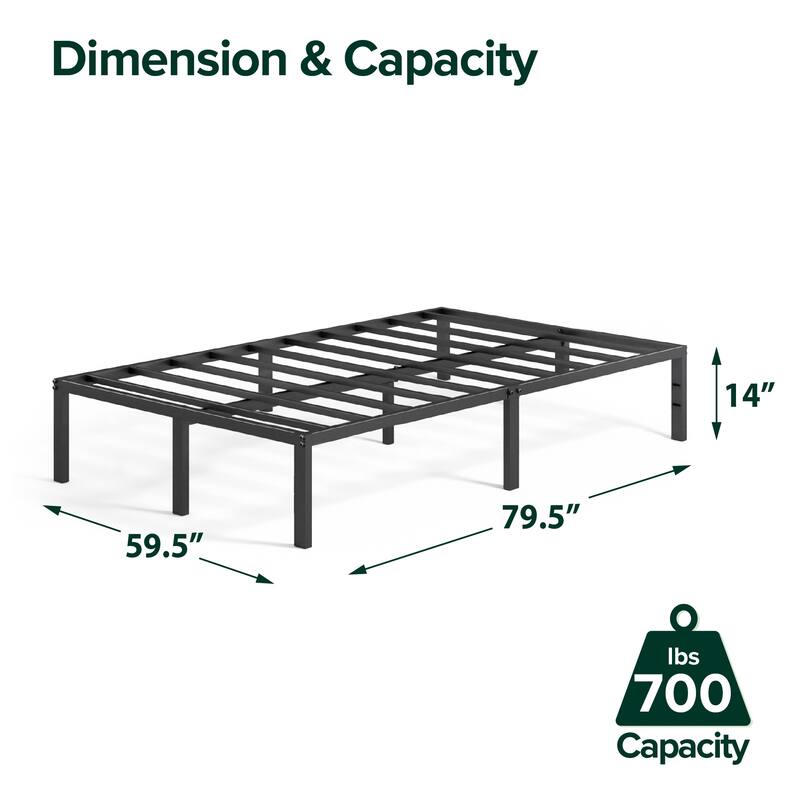 Priage by ZINUS Black Metal Platform Bed Frame