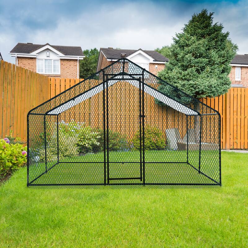 Outdoor Walk-In Chicken Coop 10x10 ft with Galvanized Steel Frame