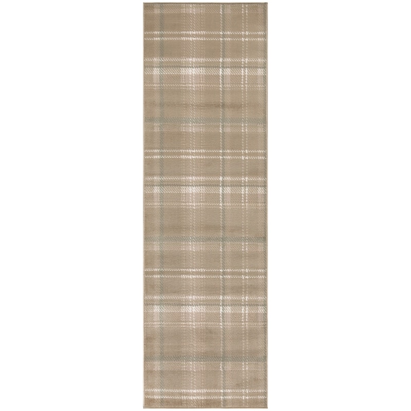 Nourison Grafix Plaid Farmhouse Area Rug - 2' x 6' - Taupe