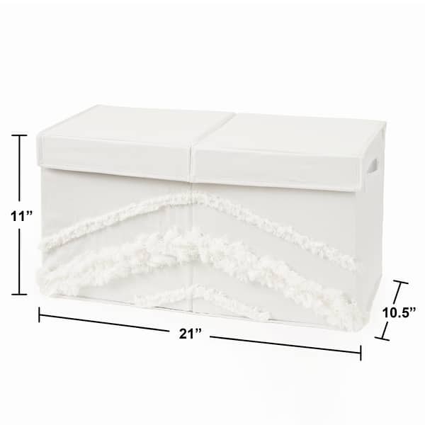 Ivory Boho Bohemian Collection Girl or Boy Kids Fabric Toy Bin Storage - Gender Neutral Off White Farmhouse Chic Fringe