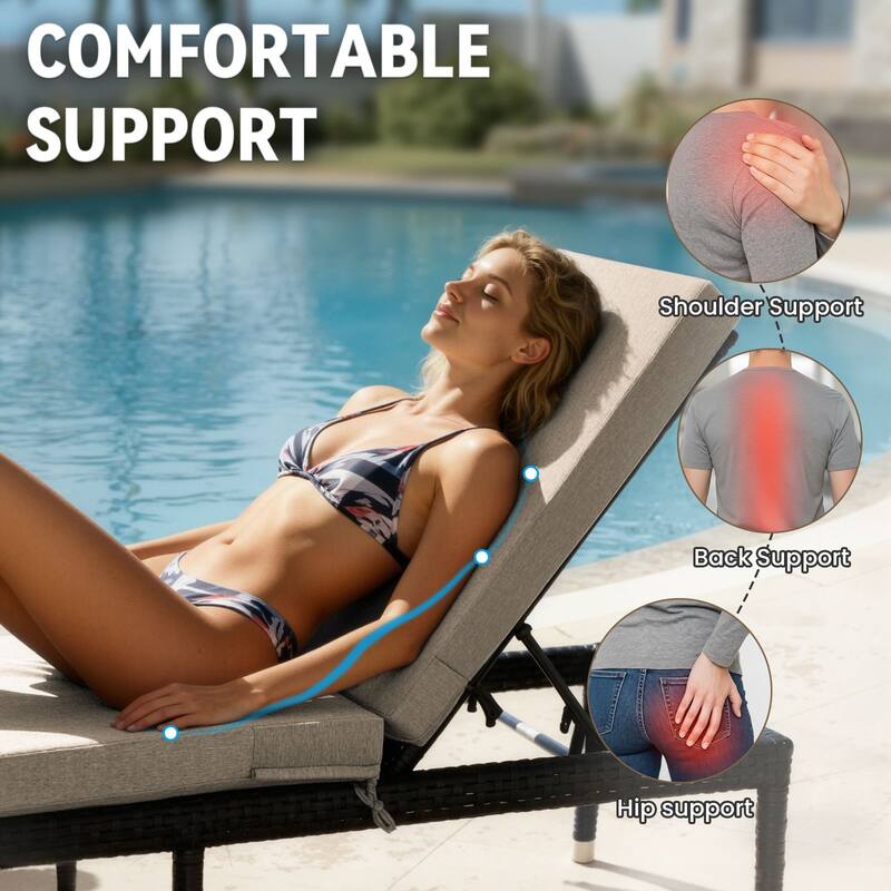 Gymojoy 72x22x3.5 Inch Outdoor Chaise Lounge Cushion, Waterproof Patio & Pool Chair Cushion with Removable Cover