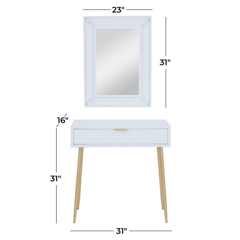 Wood Contemporary Console Table with Mirror (Set of 2) - S/2 31", 31"H