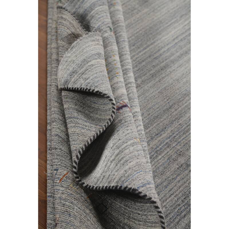 Hand Knotted Oriental 100% Wool Carpet Tribal Tribal Greys & Charcoal Gabbeh Area Rug - 9' 9'' X 8' 1''