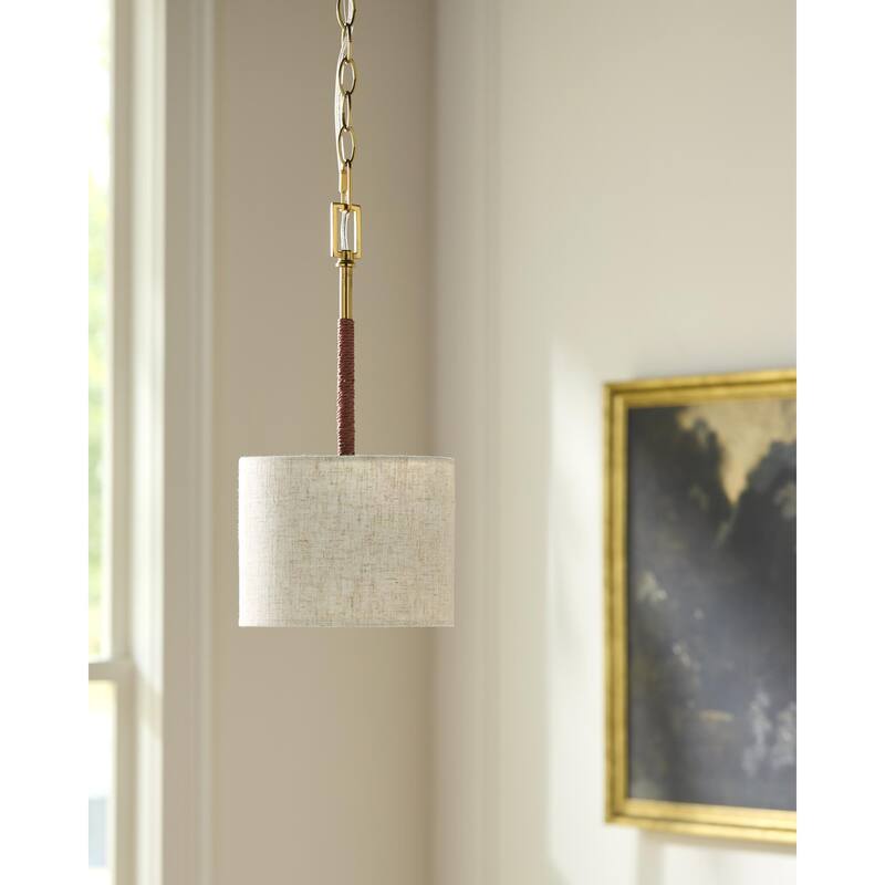 Livabliss Majen Modern Pendant - 8"L x 8"W x 16"H - Brass/Gray