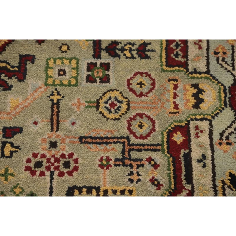 Hand-knotted Traditional Wool Green Geometric Oriental Area Rug - 5' 10'' X 4' 1''