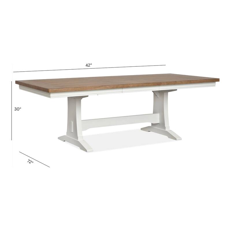 Magnussen Home Kingston Whisper White and Cerused Nutmeg Extendable Trestle Dining Table - 42''W x 72''D x 30''H