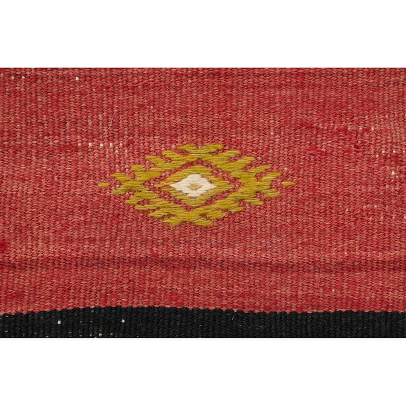 Hand Woven Oriental 100% Wool Carpet Southwestern Tribal Coral Kilim Area Rug - 9' 2'' X 5' 7''