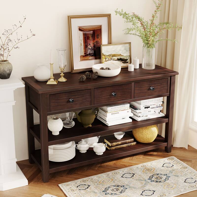Console Table with Two Open Shelves