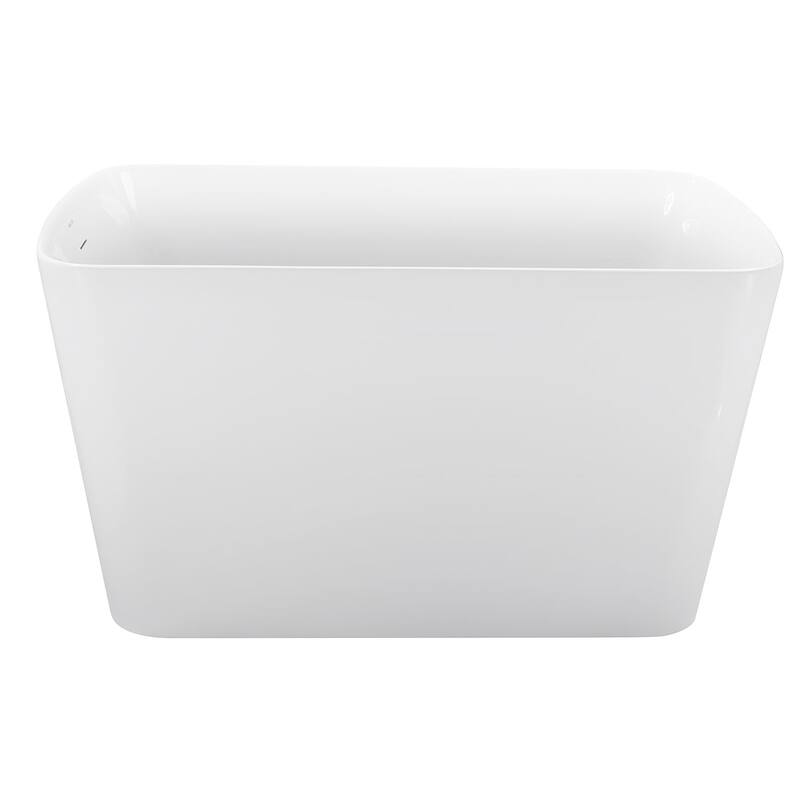 47 in. Glossy Acrylic Flatbottom Freestanding Non-Whirlpool Soaking Bathtub in White With Seat