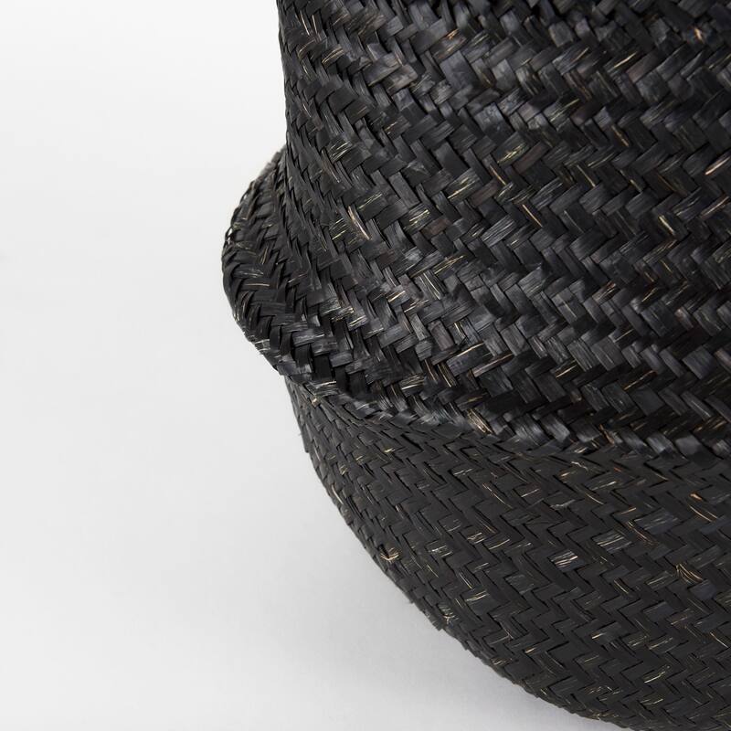 Ella 9.8L x 9.8W x 11.0H (Set of 3) Black Seagrass Basket W/ Light Brown Handles