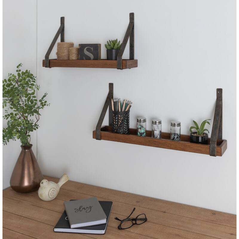 Kate and Laurel Sudbury Wood and Metal Wall Shelf Set - 2 Piece
